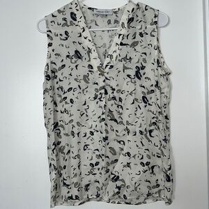 Amour Vert Top Size Small in Cream and Navy 100% Tencel